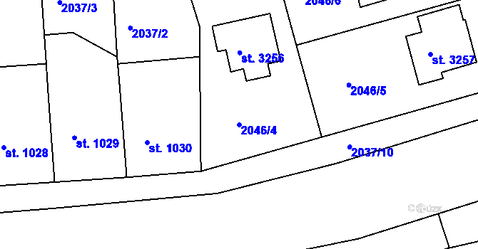 Parcela st. 2046/4 v KÚ Rokycany, Katastrální mapa