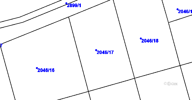 Parcela st. 2046/17 v KÚ Rokycany, Katastrální mapa