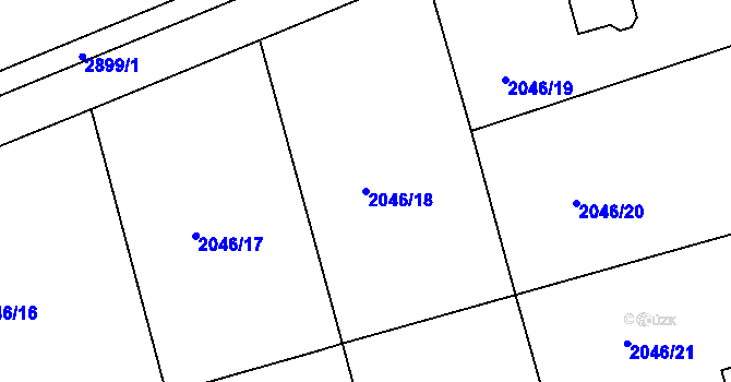 Parcela st. 2046/18 v KÚ Rokycany, Katastrální mapa