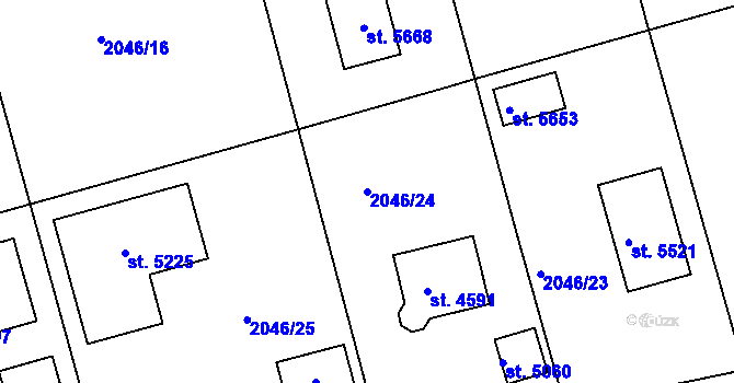 Parcela st. 2046/24 v KÚ Rokycany, Katastrální mapa