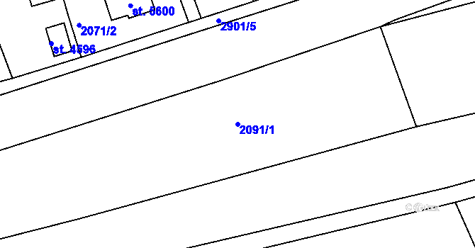 Parcela st. 2091/1 v KÚ Rokycany, Katastrální mapa