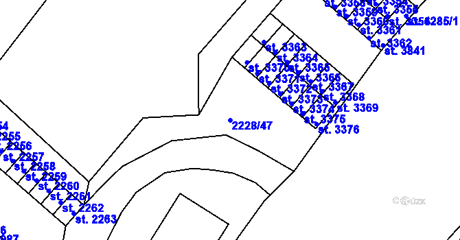 Parcela st. 2228/47 v KÚ Rokycany, Katastrální mapa