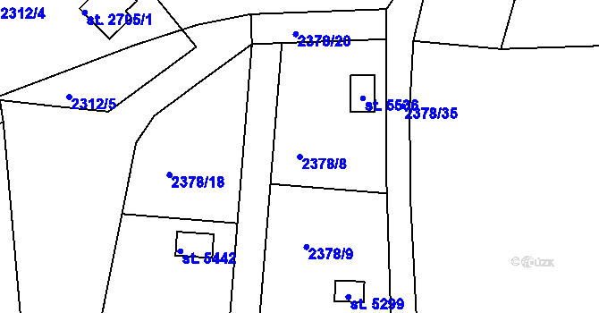Parcela st. 2378/8 v KÚ Rokycany, Katastrální mapa