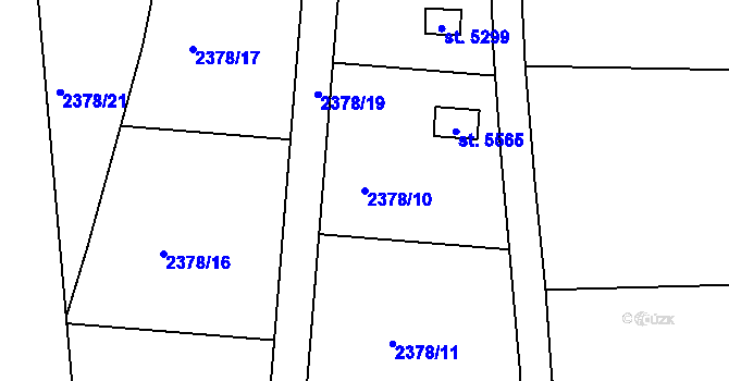 Parcela st. 2378/10 v KÚ Rokycany, Katastrální mapa