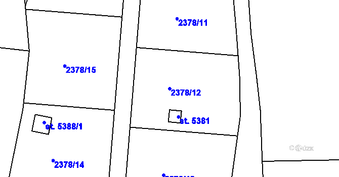 Parcela st. 2378/12 v KÚ Rokycany, Katastrální mapa