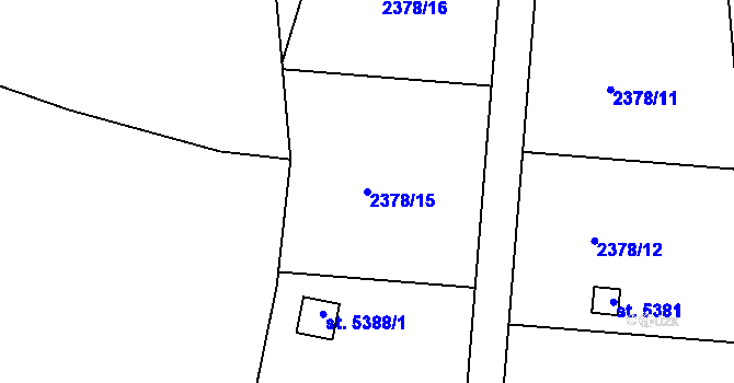 Parcela st. 2378/15 v KÚ Rokycany, Katastrální mapa