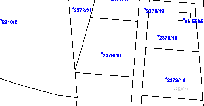 Parcela st. 2378/16 v KÚ Rokycany, Katastrální mapa