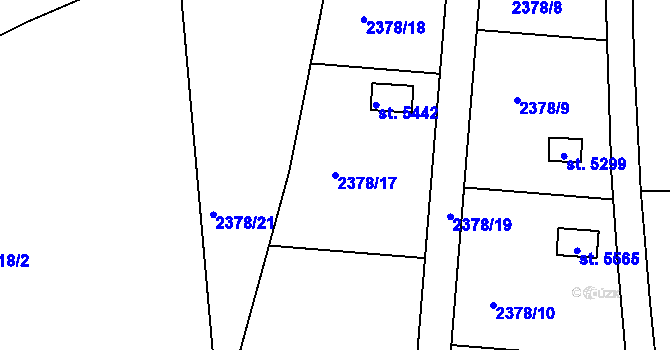 Parcela st. 2378/17 v KÚ Rokycany, Katastrální mapa
