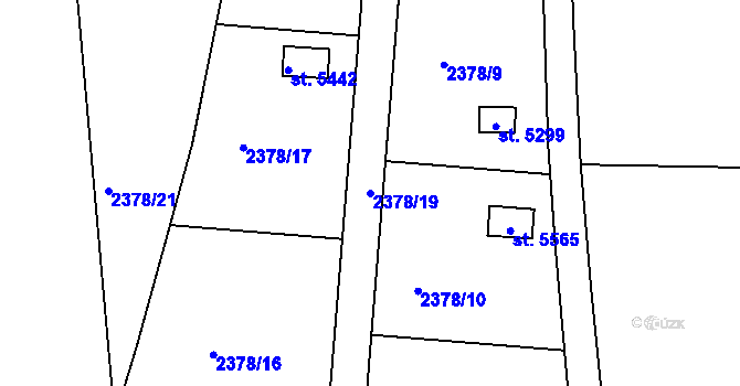Parcela st. 2378/19 v KÚ Rokycany, Katastrální mapa