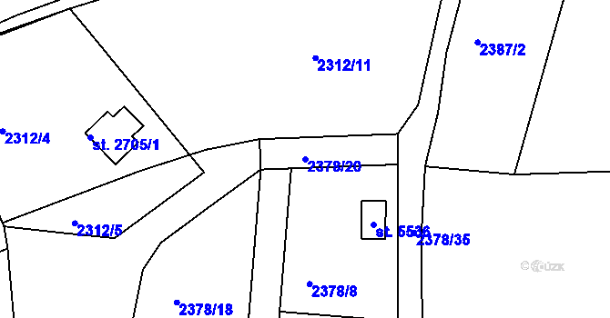 Parcela st. 2378/20 v KÚ Rokycany, Katastrální mapa