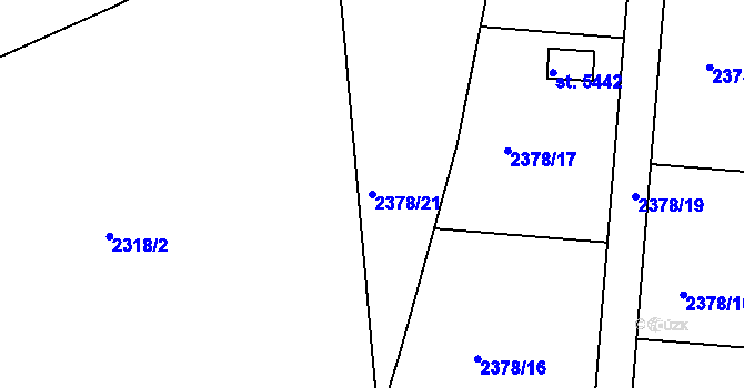 Parcela st. 2378/21 v KÚ Rokycany, Katastrální mapa
