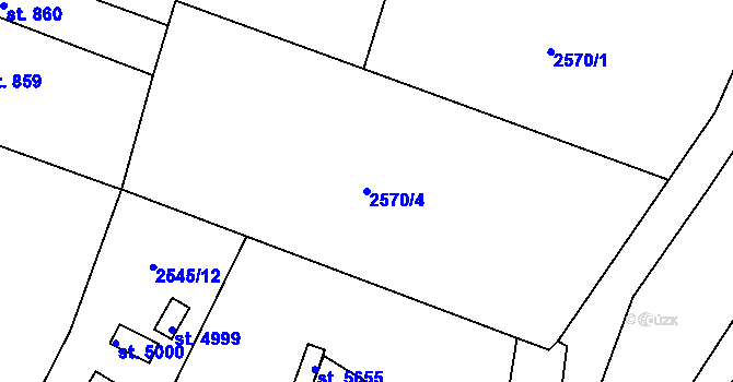 Parcela st. 2570/4 v KÚ Rokycany, Katastrální mapa