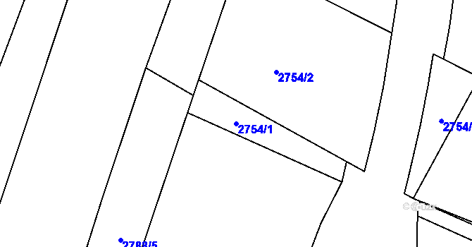 Parcela st. 2754/1 v KÚ Rokycany, Katastrální mapa
