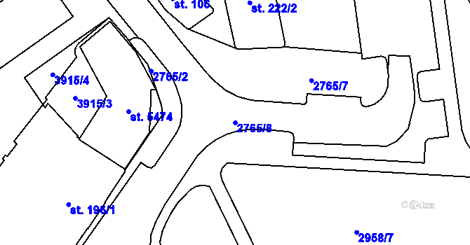 Parcela st. 2765/8 v KÚ Rokycany, Katastrální mapa