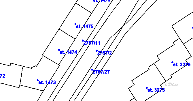 Parcela st. 2767/2 v KÚ Rokycany, Katastrální mapa