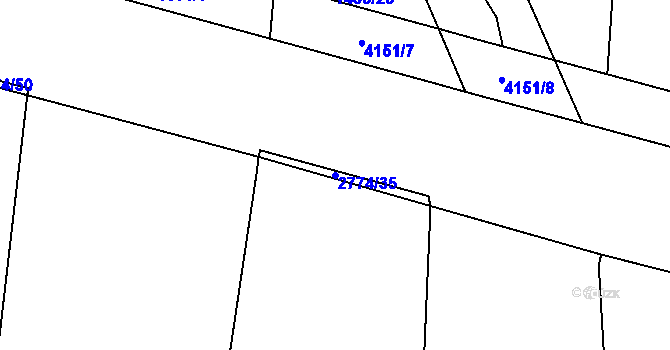 Parcela st. 2774/35 v KÚ Rokycany, Katastrální mapa