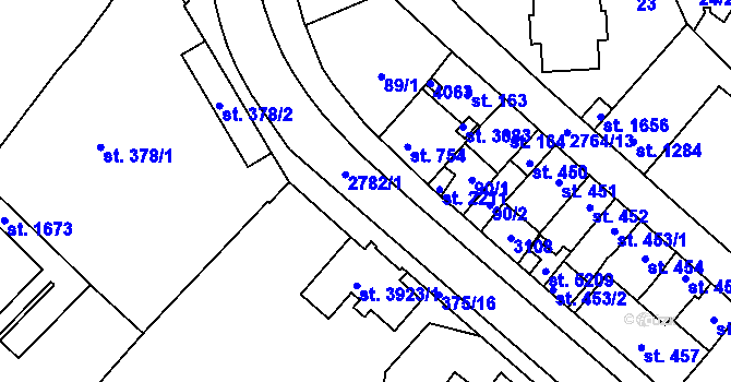 Parcela st. 2782/1 v KÚ Rokycany, Katastrální mapa
