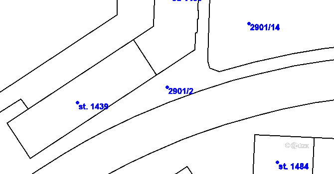 Parcela st. 2901/2 v KÚ Rokycany, Katastrální mapa