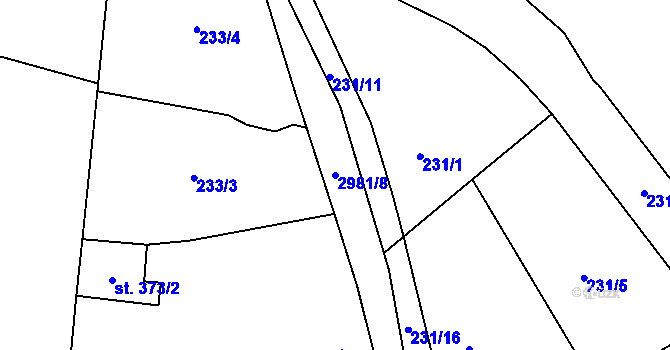 Parcela st. 2981/8 v KÚ Rokycany, Katastrální mapa