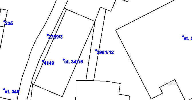 Parcela st. 2981/12 v KÚ Rokycany, Katastrální mapa