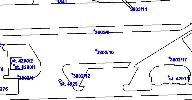 Parcela st. 3802/10 v KÚ Rokycany, Katastrální mapa
