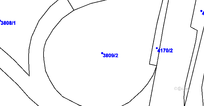 Parcela st. 3809/2 v KÚ Rokycany, Katastrální mapa
