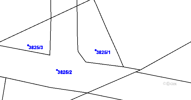 Parcela st. 3825/1 v KÚ Rokycany, Katastrální mapa