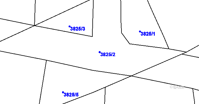 Parcela st. 3825/2 v KÚ Rokycany, Katastrální mapa