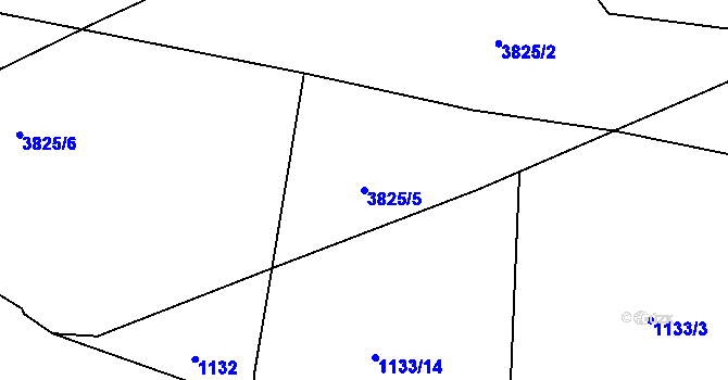 Parcela st. 3825/5 v KÚ Rokycany, Katastrální mapa