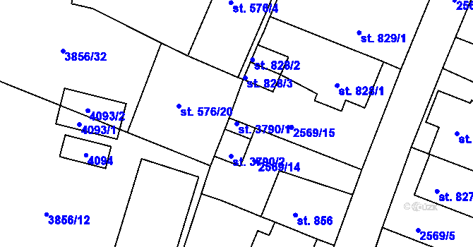 Parcela st. 3790/1 v KÚ Rokycany, Katastrální mapa