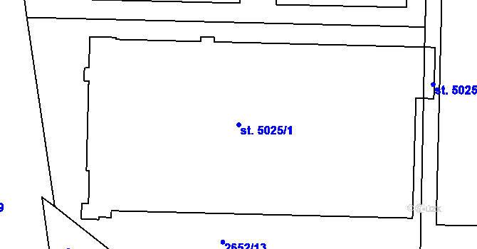 Parcela st. 5025/1 v KÚ Rokycany, Katastrální mapa