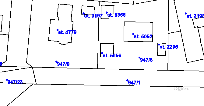 Parcela st. 5056 v KÚ Rokycany, Katastrální mapa