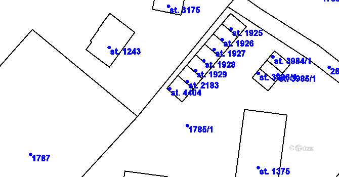 Parcela st. 4404 v KÚ Rokycany, Katastrální mapa
