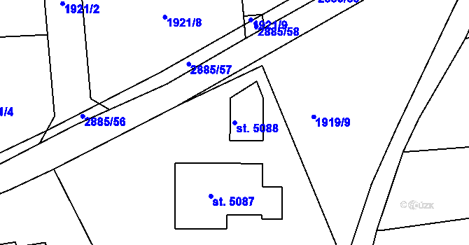 Parcela st. 5088 v KÚ Rokycany, Katastrální mapa