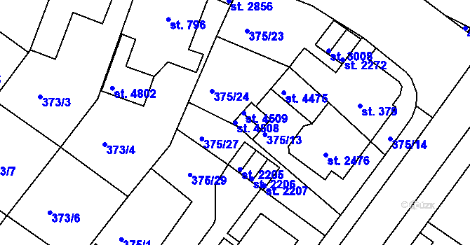 Parcela st. 4508 v KÚ Rokycany, Katastrální mapa