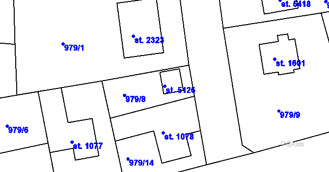 Parcela st. 5126 v KÚ Rokycany, Katastrální mapa