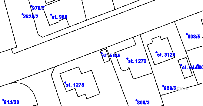 Parcela st. 5146 v KÚ Rokycany, Katastrální mapa