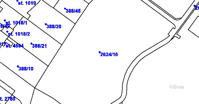 Parcela st. 2624/16 v KÚ Rokycany, Katastrální mapa