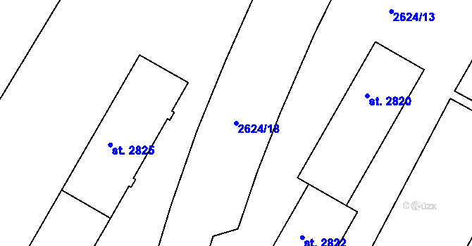Parcela st. 2624/18 v KÚ Rokycany, Katastrální mapa