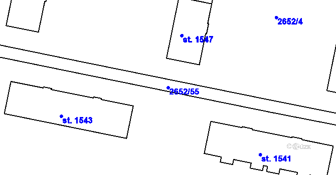 Parcela st. 2652/55 v KÚ Rokycany, Katastrální mapa
