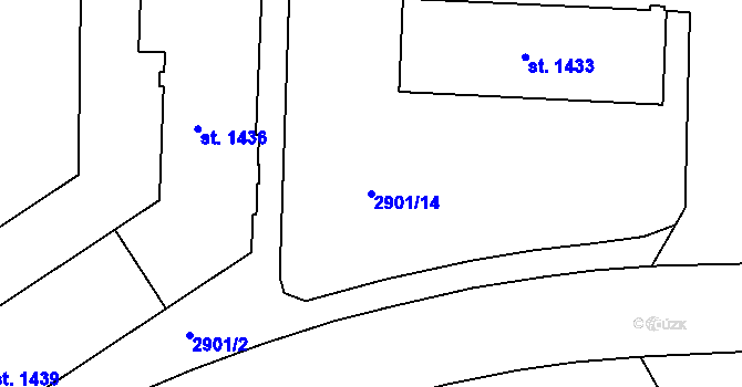 Parcela st. 2901/14 v KÚ Rokycany, Katastrální mapa
