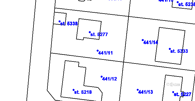 Parcela st. 441/11 v KÚ Rokycany, Katastrální mapa