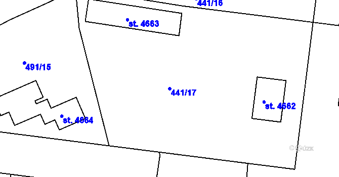 Parcela st. 441/17 v KÚ Rokycany, Katastrální mapa