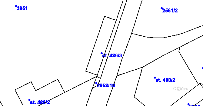 Parcela st. 486/3 v KÚ Rokycany, Katastrální mapa