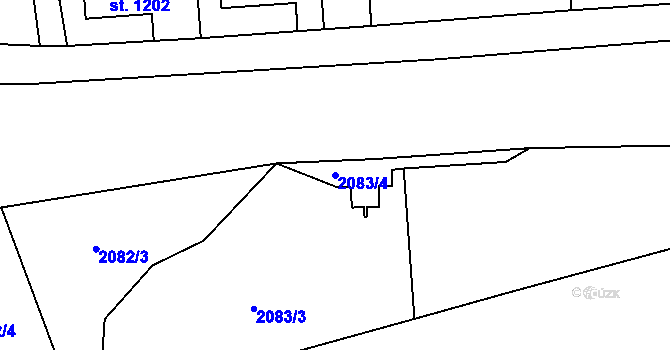 Parcela st. 2083/4 v KÚ Rokycany, Katastrální mapa