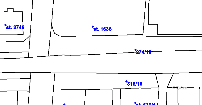 Parcela st. 2774/11 v KÚ Rokycany, Katastrální mapa