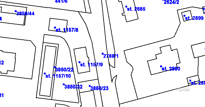 Parcela st. 2788/1 v KÚ Rokycany, Katastrální mapa