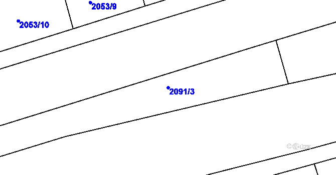 Parcela st. 2091/3 v KÚ Rokycany, Katastrální mapa