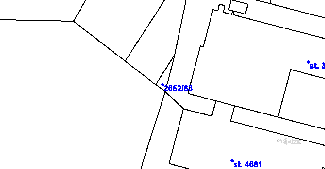 Parcela st. 2652/63 v KÚ Rokycany, Katastrální mapa