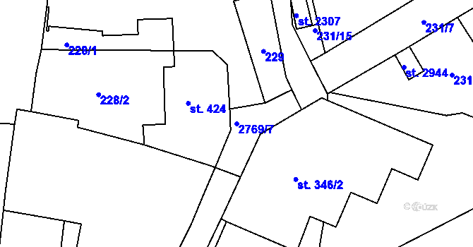 Parcela st. 2769/7 v KÚ Rokycany, Katastrální mapa